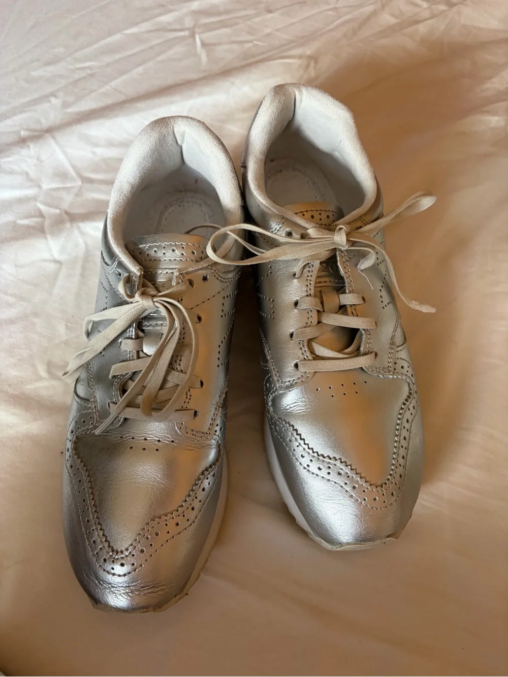 New Balance Silver Metallic Platform Sneakers